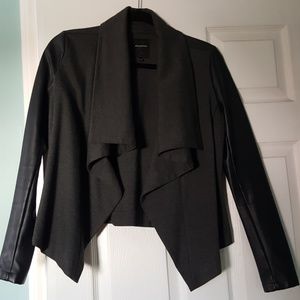 Waterfall grey jacket/blazer with leather sleeves